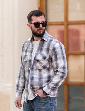 Сорочка в клітинку beg/grey ТР 95321 VOENTORGZSU