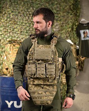 Плитоноска 4 быстрых сброса с напашником Cordura пиксель ПП 93112 VOENTORGZSU