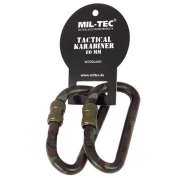 Карабины тактические (2 шт.) 80мм Mil-Tec Tactical Carabiner, Вудленд 19546381 VOENTORGZSU